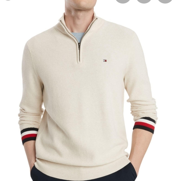 NWOT Tommy Hilfiger Waffle Kit 3/4 Zip Sweater - Picture 4 of 4